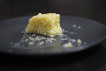 Home baked Lemon blonde brownie slices with lemon glaze on top