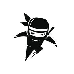 Cartoon black ninja silhouette jump © fzr design