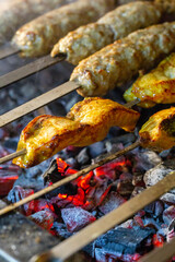 Azerbaijan traditional kebab roast on skewers