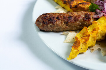 Azerbaijan cuisine kebap and mashed potato