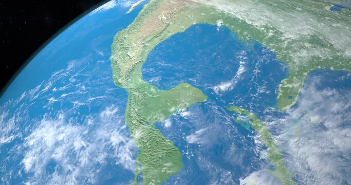 Yucatan Peninsula in planet earth, aerial view from outer space