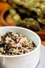 Meatless vegetarian rice with dry fruits