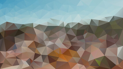 vector abstract irregular polygon background - triangle low poly pattern - color sky blue, sand beige brown