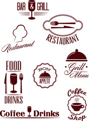 best ornamental typography restaurant menu design elements and icon set