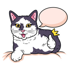 Cute Cat with Thumb Up Expression. Animal Vector Icon Illustration, Isolated on Premium Vector