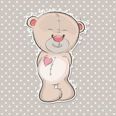 Adorable cute cartoon bear baby. Vector illustration.