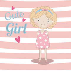Adorable little cute girl baby. Vector illustration.