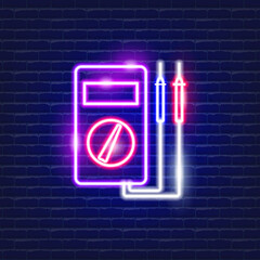 Multimeter neon icon. Electricity concept. Vector illustration for design.