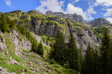 Beautiful swiss alpine landscape in summer.
