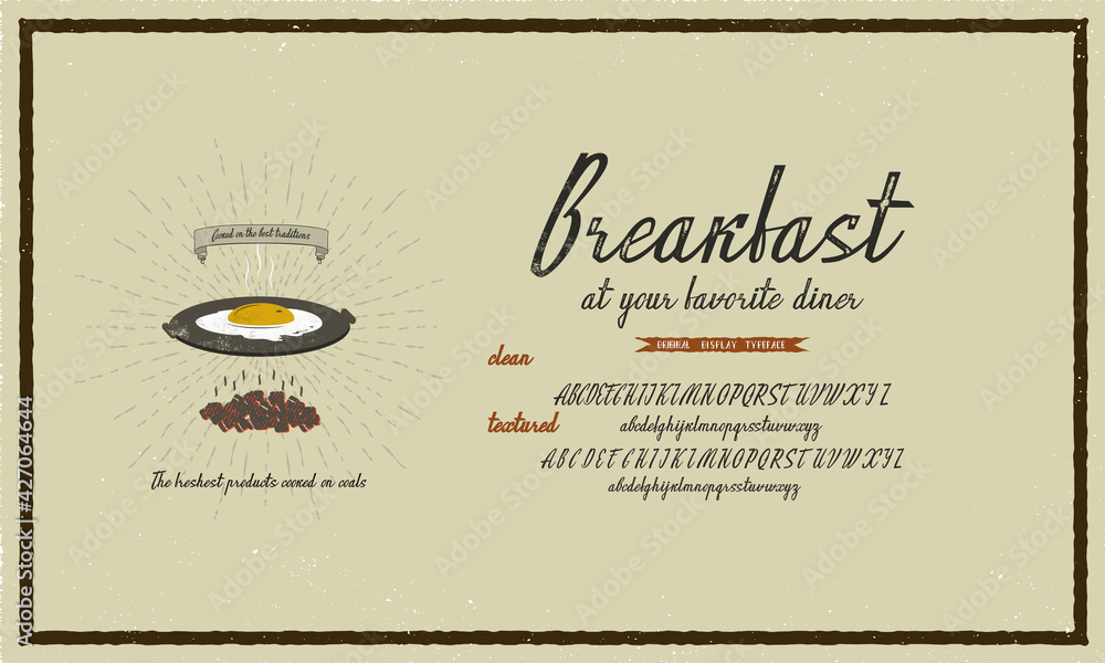 Poster handwritten calligraphic font. a textural and clean version of the letters is attached. vector fried