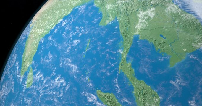 Bay of Bengal in planet earth, aerial view from outer space