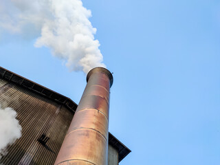 Industrial area tube smoke pollution, industry warming. Pipeline smoking 