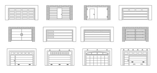 Garage door vector outline set icon.Vector illustration roller gate on white background . Isolated outline set icon garage door.