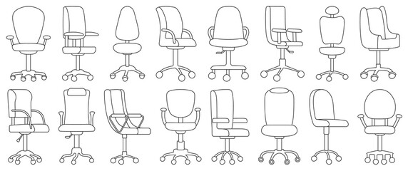 Office chair isolated outline icon.Vector illustration interior furniture on white background . Vector outline set icon office chair.
