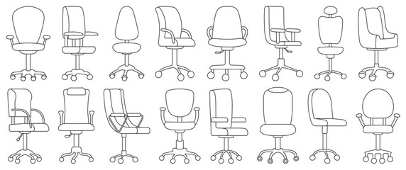 Office chair isolated outline icon.Vector illustration interior furniture on white background . Vector outline set icon office chair.