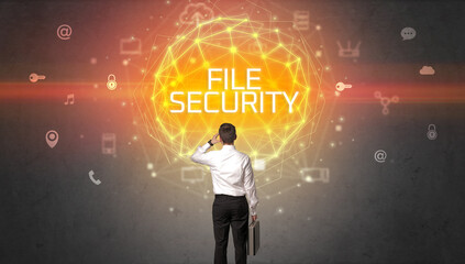 Rear view of a businessman, online security concept