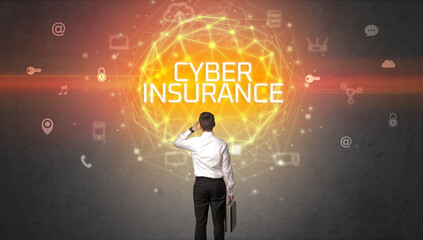 Rear view of a businessman, online security concept