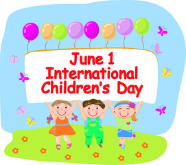 Obraz na płótnie Canvas June 1 - International Children's Day vector. Ready-made banner for congratulations.