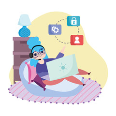 character working home