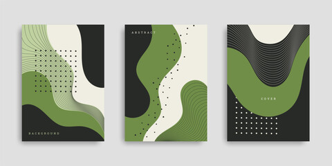 Abstract hand drawn shapes cover set. Collection vertical backgrounds with different wavy shapes. Template in flat style. Vector illustration. Design poster, cover, wallpaper, notebook, catalog.