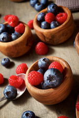 Raspberries and blueberries