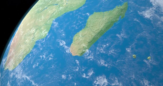Madagascar Island in planet earth, aerial view from outer space