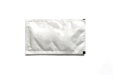 Blank packaging paper wet wipes pouch.Packaging for wet wipes isolated on white background.Can be use for your design.High resolution photo.