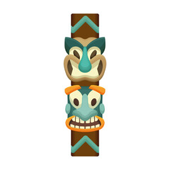 Totem tribal vector cartoon icon. Vector illustration totem wood on white background. Isolated cartoon illustration icon of mask wood.