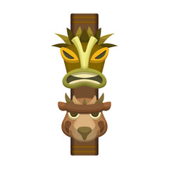 Totem tribal vector cartoon icon. Vector illustration totem wood on white background. Isolated cartoon illustration icon of mask wood.