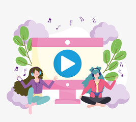 girls listening music