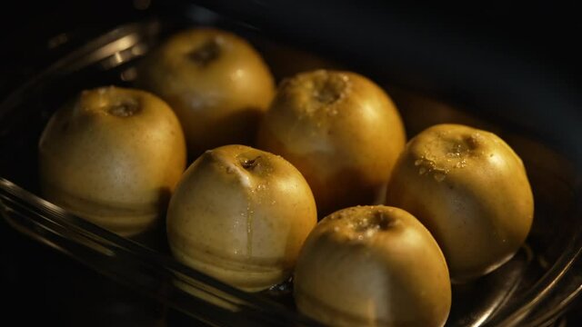 Baking apples in the oven. Dietary and vegetarian fruits are baked in the oven.