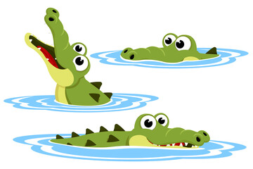 Set of crocodile in the water. The character - 427072631