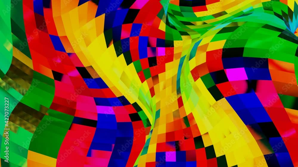 Aufkleber animated rainbow wave surface. abstract colorful background. 3d render