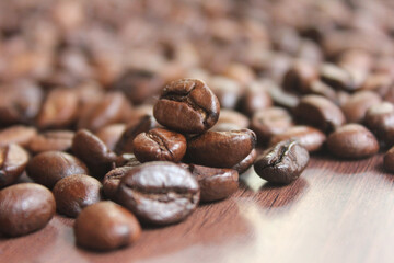 Closeup of roasted coffee beans