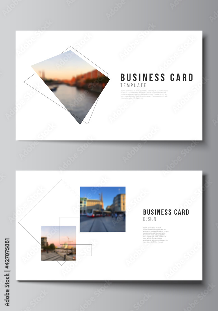 Poster vector layout of two creative business cards design templates, horizontal template vector design wit