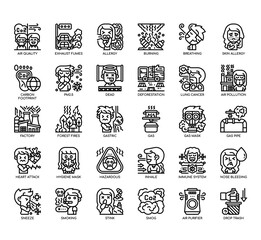 Set of Air Pollution thin line and pixel perfect icons for any web and app project.