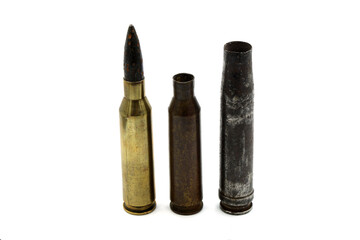 vintage large caliber cartridge on a white background