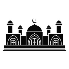 vector with the shape of a black mosque (masjid) which is suitable for an icon or concept for a logo