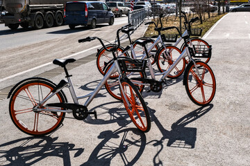 City bikes. The bike is in the parking lot.