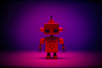 Hand made Robot under color light..