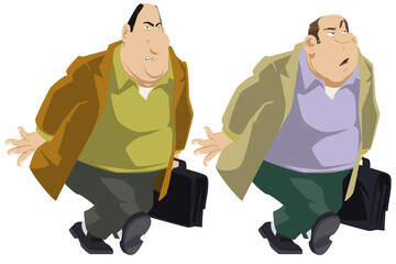 Fat businessman with briefcase. Illustration for internet and mobile website.