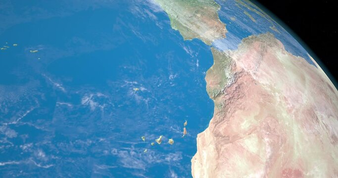 Canary Islands in planet earth, aerial view from outer space
