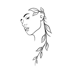 beautiful female face, decorated with leaves and curls 1