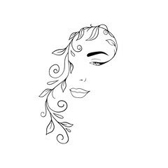 beautiful female face, decorated with leaves and curls 2