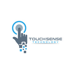 Abstract Digital Touch Finger Logo Design, Usable for Business and Technology Company.