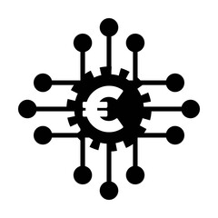 Digital euro currency icon vector symbol for digital transactions for asset and wallet in a flat color glyph pictogram illustration
