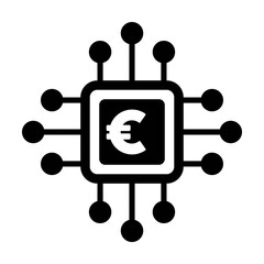 Digital euro money icon vector currency symbol for digital transactions for asset and wallet in a flat color glyph pictogram illustration