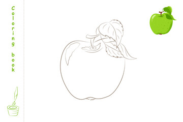 Coloring book apple with example