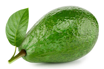 Organic avocado isolated on white background. Avocado and leaves avocado on white background. Avocado with clipping path