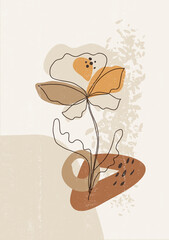 Botanical vintage print boho minimalist wall art abstract home decor - 427083612